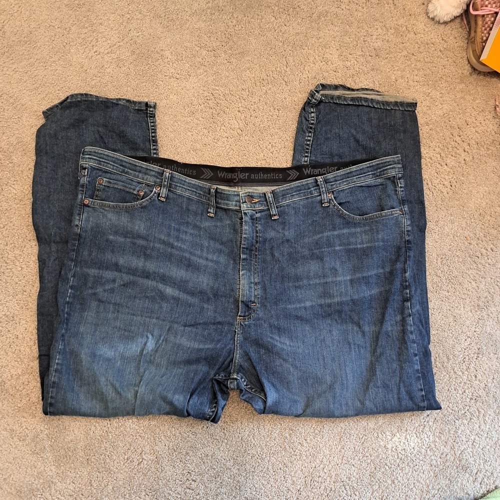 Wrangler Authentics Mens Comfort Flex Waist Straight Leg Jeans Blue 50x32